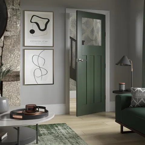 1930s White Primed 3 Panel Glazed internal door